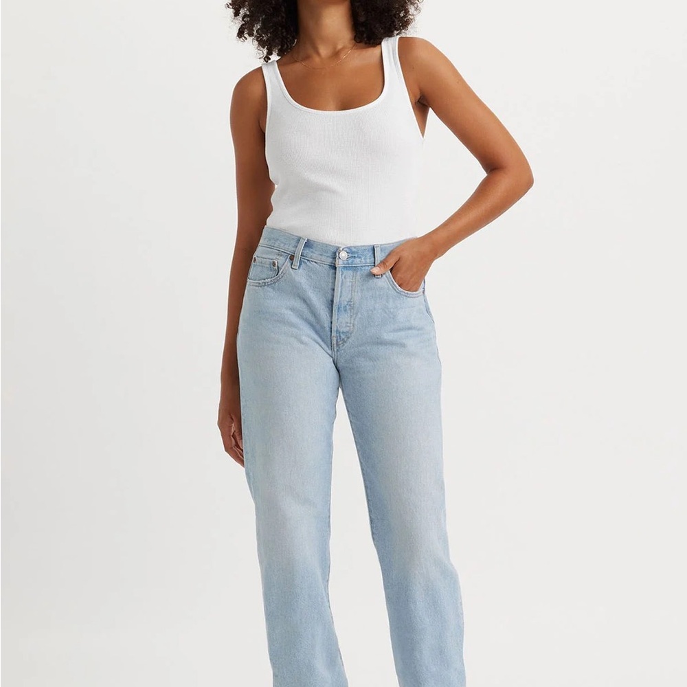 Levi's Blue Straight Leg Jeans High-Waisted Rigid Denim